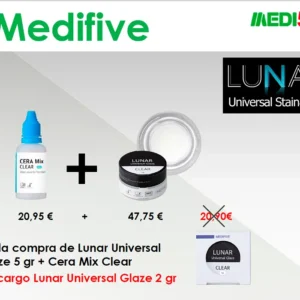 Lunar Universal Glaze 5g + Cera Mix Clear, sin cargo Lunar Universal Glaze 2 gr