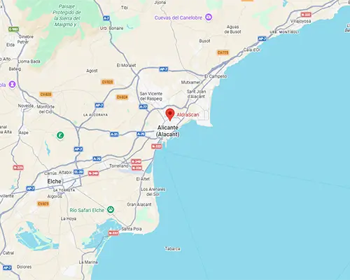 Mapa de aldrascan en alicante representante de dentaldigident