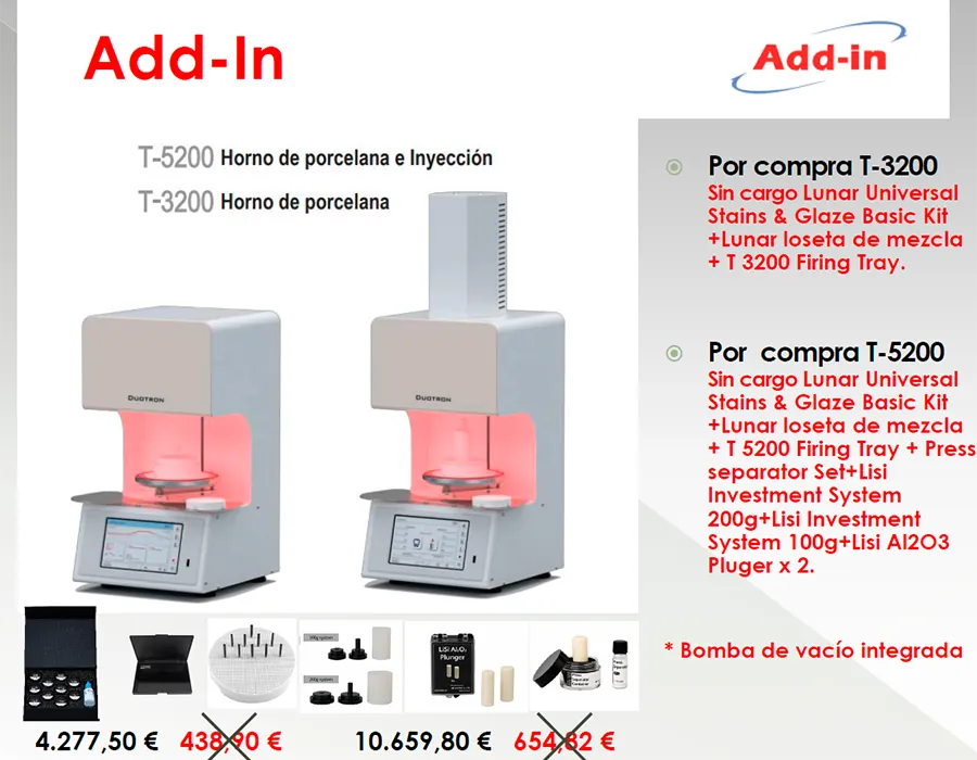 Add in hornos T-5200 porcelana e inyeccion y T-3200 porcelana con innumerables productos bonificados Add in hornos T-5200 porcelana e inyeccion y T-3200 porcelana con innumerables productos bonificados