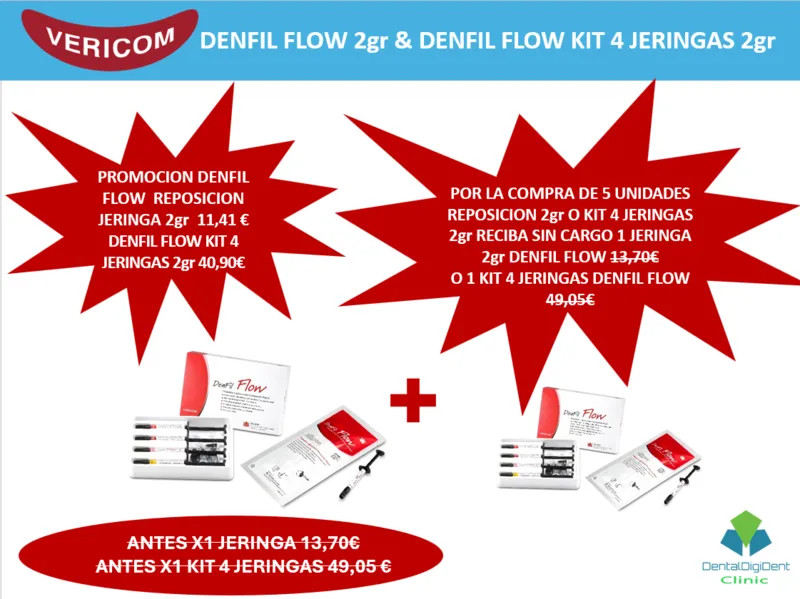 DENFIL FLOW 2gr & DENFIL FLOW KIT 4 JERINGAS 2gr comercializado por Dentaldigidentsolutions en España Francia Portugal e Italia