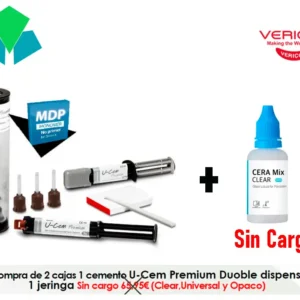 Por la compra de 2 cajas U-Cem Premium Double dispenser type 1 jeringa te llevas sin cargo 1 Clear Universal y opaco