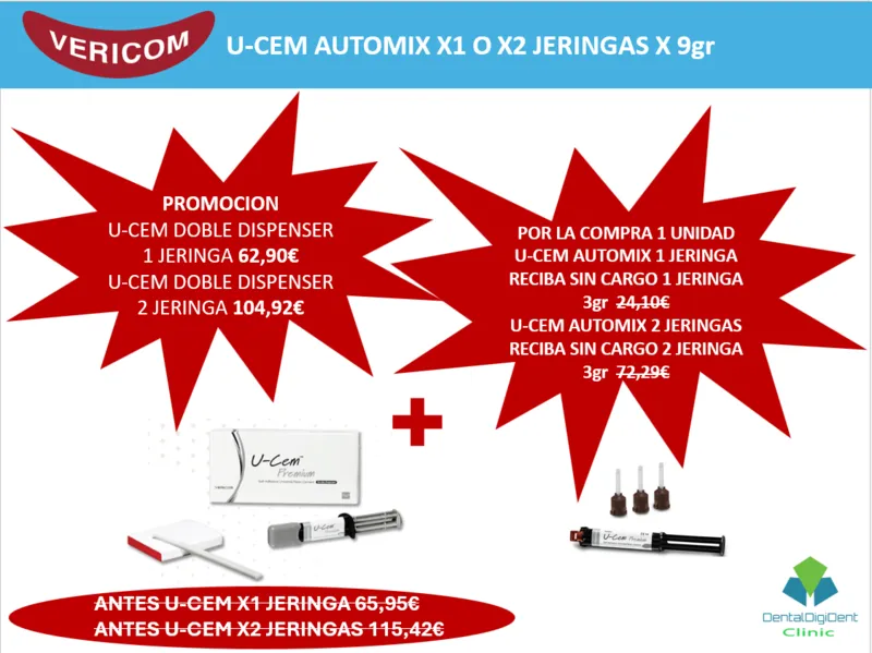 U-CEM AUTOMIX X1 O X2 JERINGAS X 9gr otro comercializado por Dentaldigidentsolutions en España Francia Portugal e Italia
