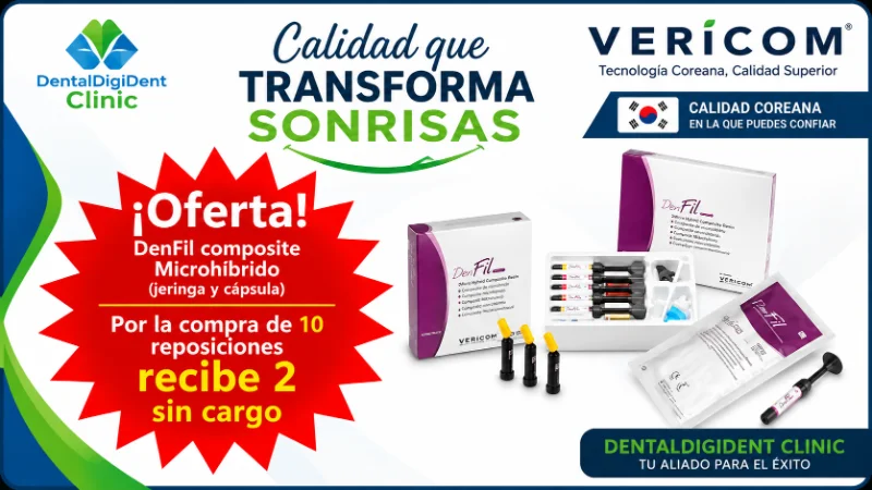 oferta-denfil-composite-microhibrido-vericom-dentaldigident Oferta DenFil composite microhíbrido Vericom: compra 10 reposiciones y recibe 2 sin cargo