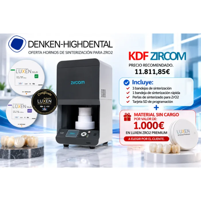 Oferta Denken Highdental KDF Zircom horno de sinterización para ZrO2 con 1.000 euros en Luxen ZrO2 Premium sin cargo