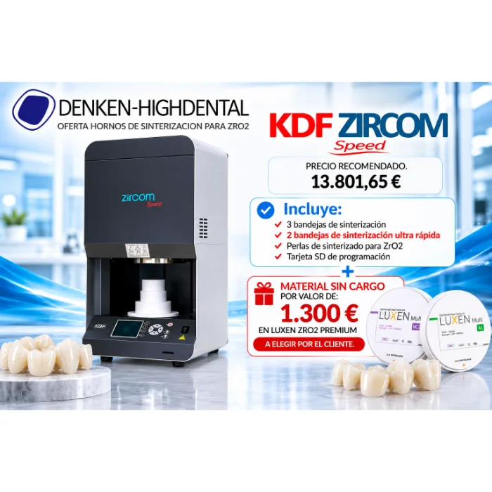 Oferta Denken Highdental KDF Zircom Speed horno de sinterización para ZrO2 con 1.300 euros en Luxen ZrO2 Premium sin cargo
