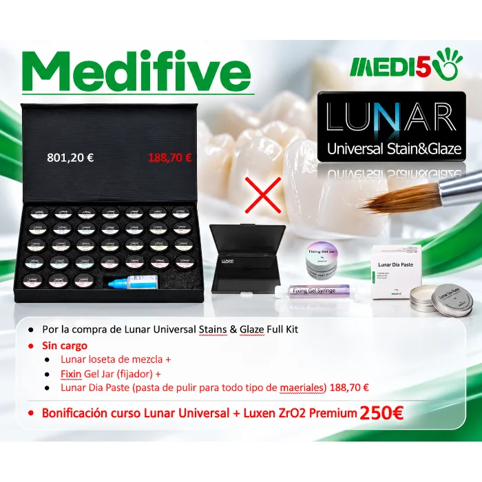 Oferta Medifive Lunar Universal Stains & Glaze Full Kit con loseta de mezcla, Fixin Gel Jar, Lunar Dia Paste y bonificación de curso
